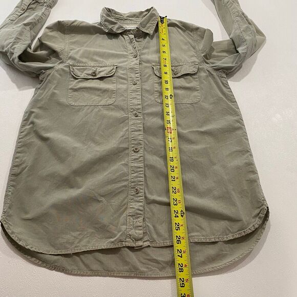 Madewell Utility Button Down Shirt Medium | Khaki Green Casual Long Sleeve Top - Picture 5 of 11